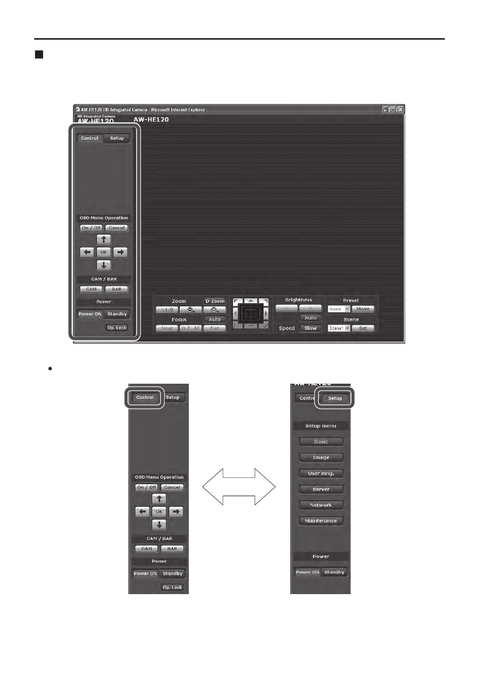 Web setting screen, Menu operations | Vaddio HE120 Operating Instructions User Manual | Page 56 / 100