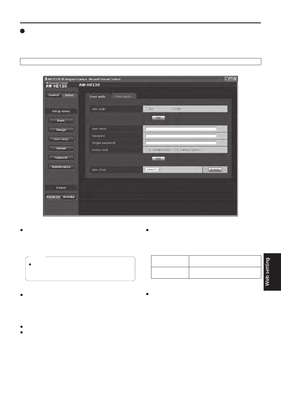 Web setting screen | Vaddio HE120 Operating Instructions User Manual | Page 75 / 100