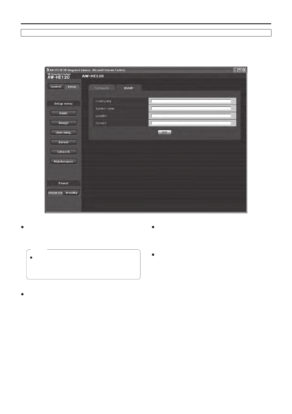 Web setting screen | Vaddio HE120 Operating Instructions User Manual | Page 80 / 100