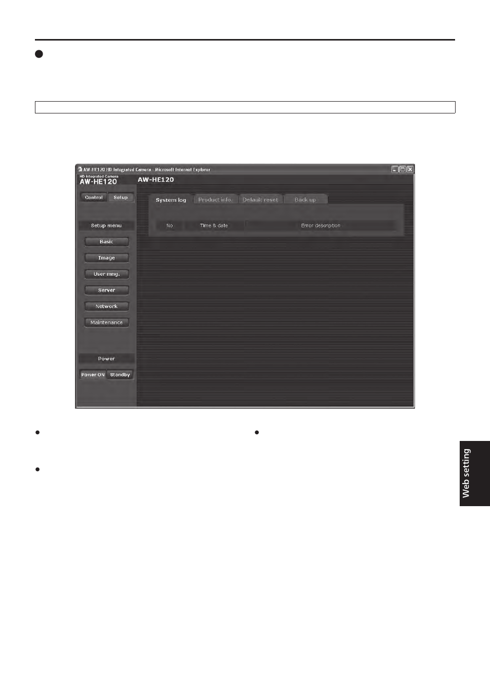 Web setting screen | Vaddio HE120 Operating Instructions User Manual | Page 81 / 100