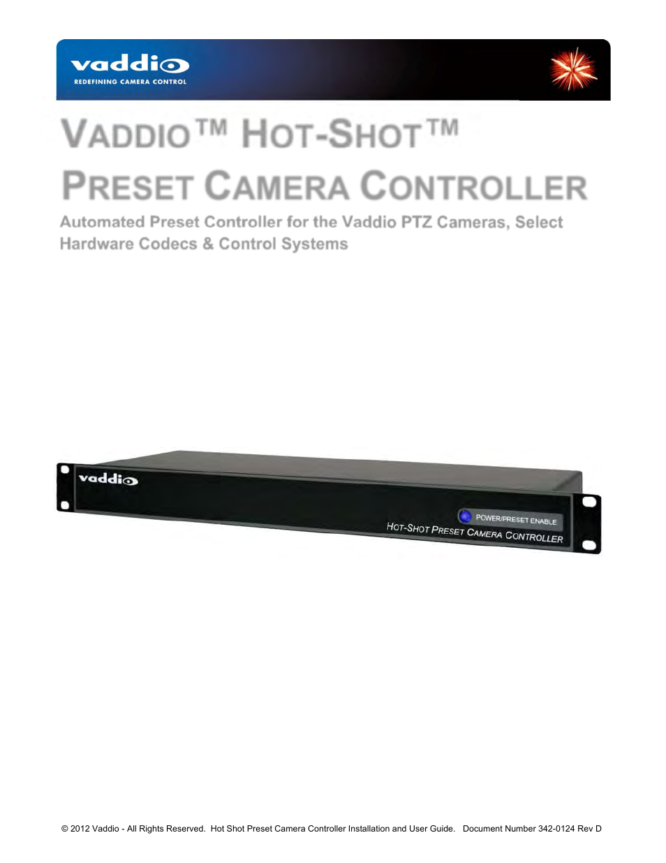 Vaddio Hot-Shot Preset Camera Controller User Manual | 16 pages