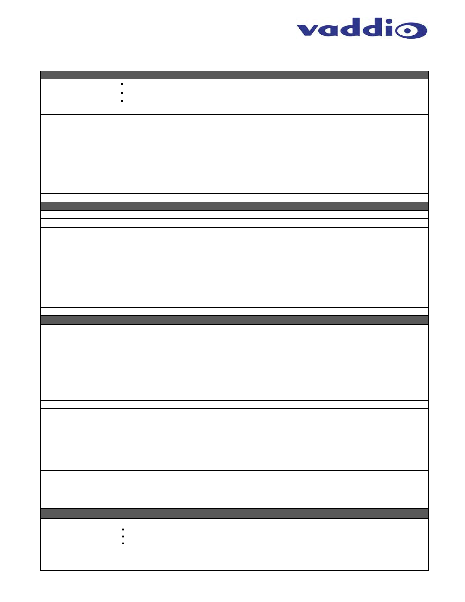 General specifications | Vaddio HuddleSTATION User Manual | Page 39 / 44