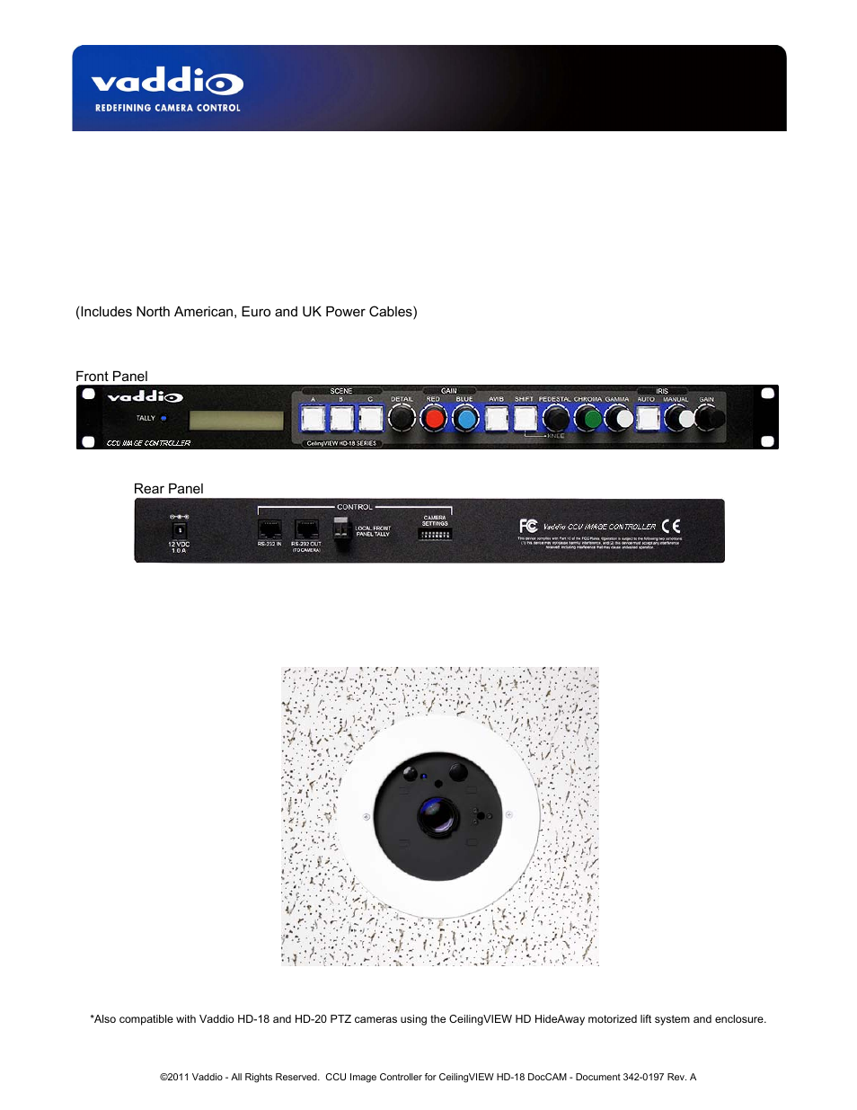 Vaddio Image Controller CeilingVIEW HD-18 DocCAM User Manual | 12 pages