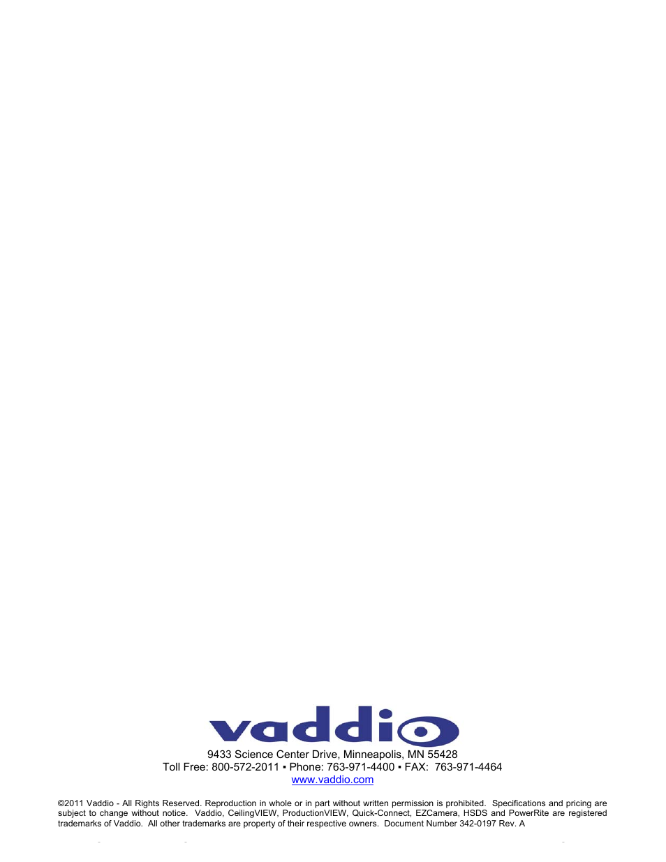 Vaddio Image Controller CeilingVIEW HD-18 DocCAM User Manual | Page 12 / 12