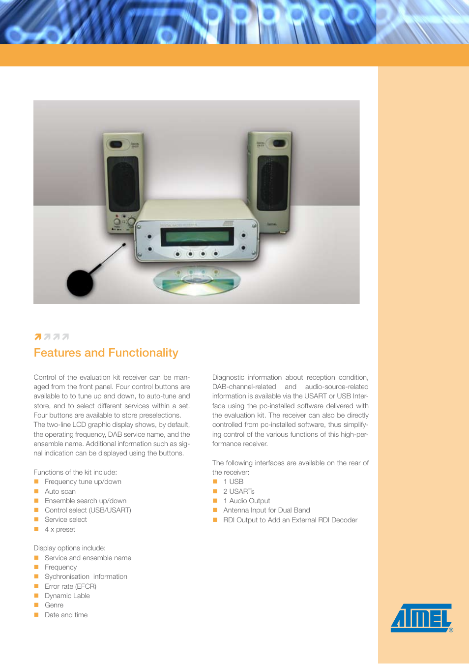 Features and functionality | Atmel Automotive ATR2740 User Manual | Page 2 / 3