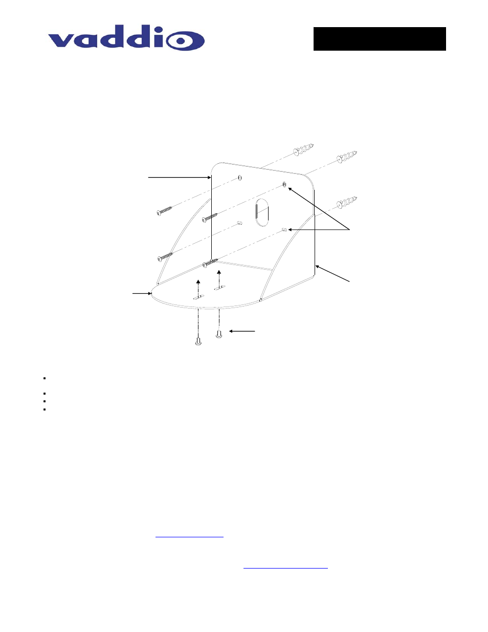 Vaddio Model H700 Wall Mount User Manual | 1 page