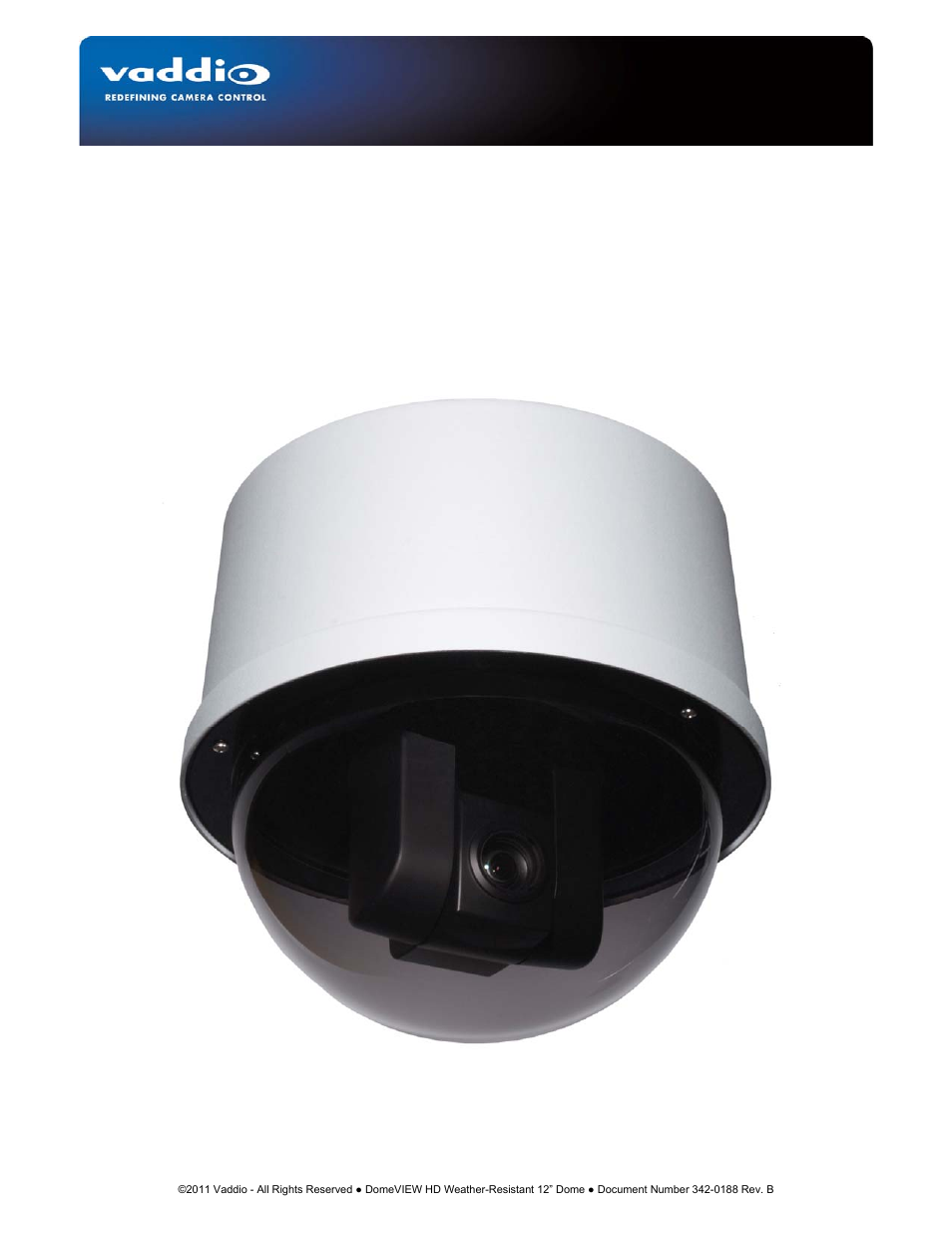 Vaddio Outdoor Pendant Mount Dome for Vaddio HD-20/HD-19/HD-18 User Manual | 8 pages