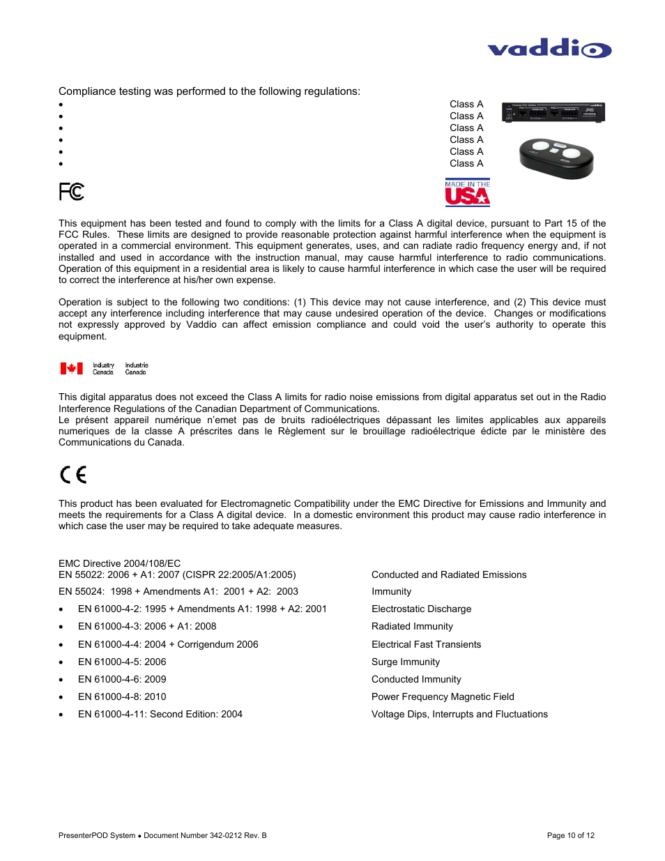 Vaddio PresenterPOD System User Manual | Page 10 / 12