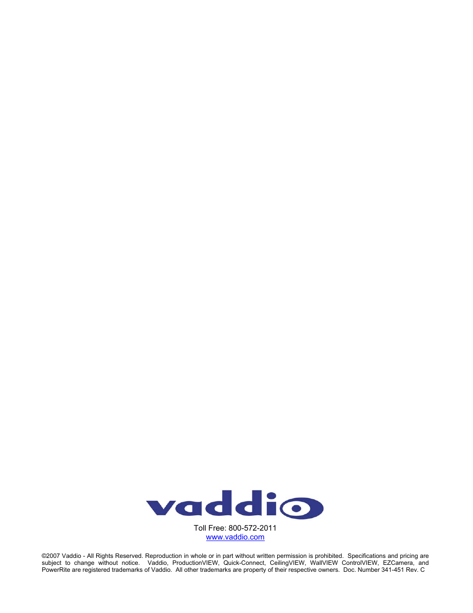 Vaddio ProductionVIEW FX User Manual | Page 16 / 16