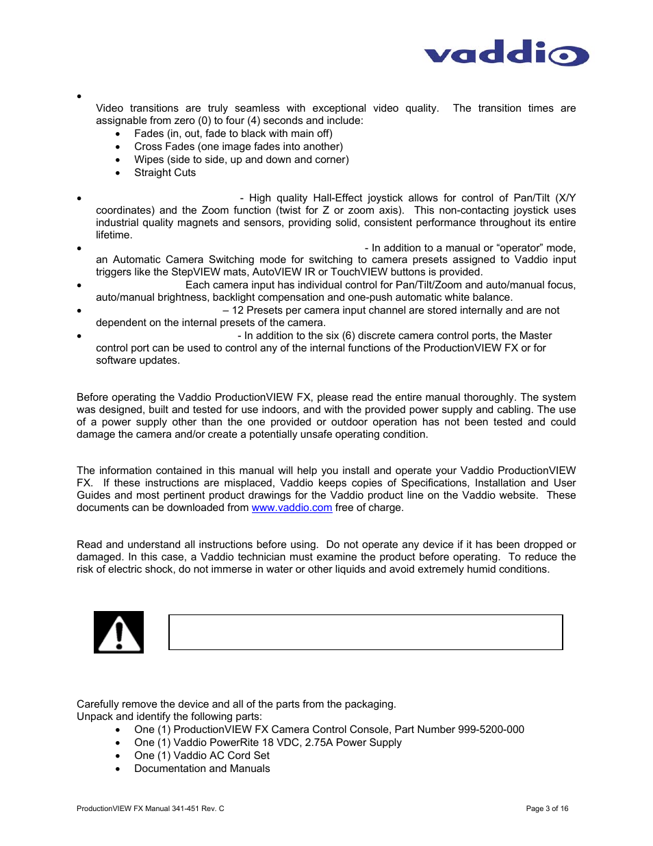 Vaddio ProductionVIEW FX User Manual | Page 3 / 16