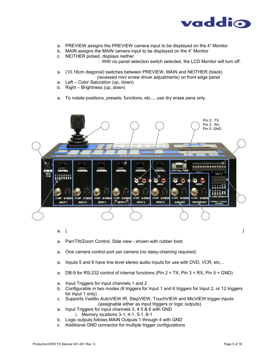 Vaddio ProductionVIEW FX User Manual | Page 5 / 16