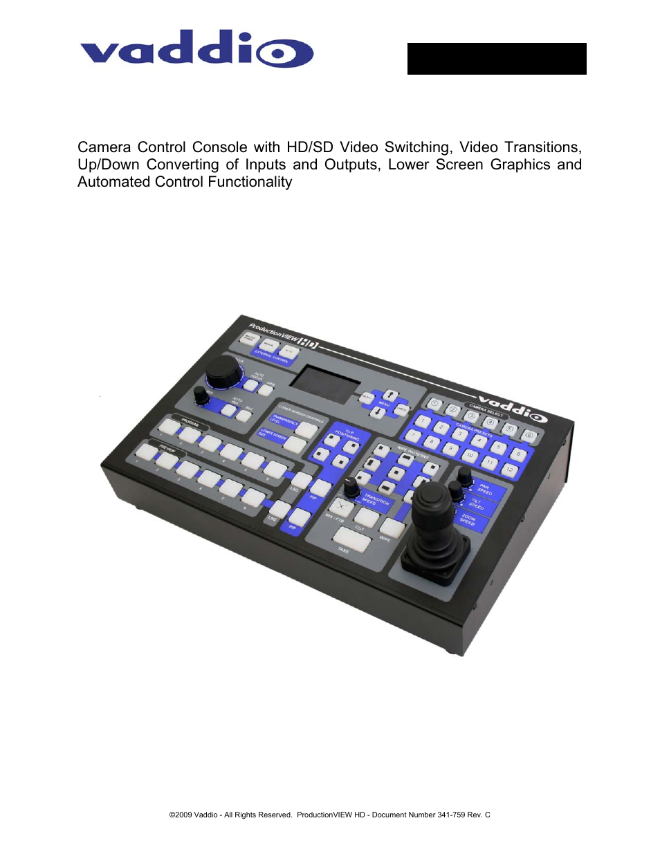 Vaddio ProductionVIEW HD User Manual | 24 pages