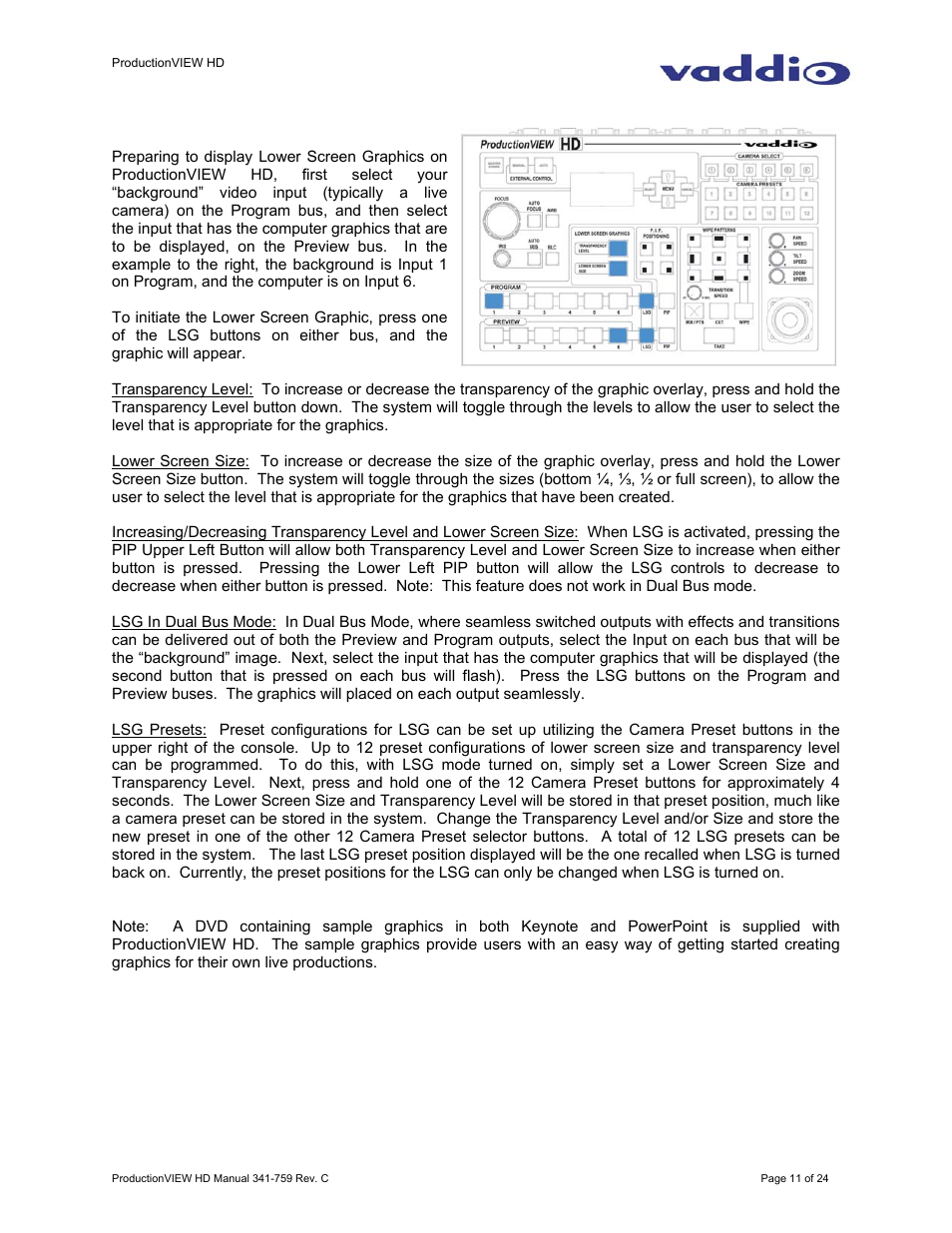 Vaddio ProductionVIEW HD User Manual | Page 11 / 24