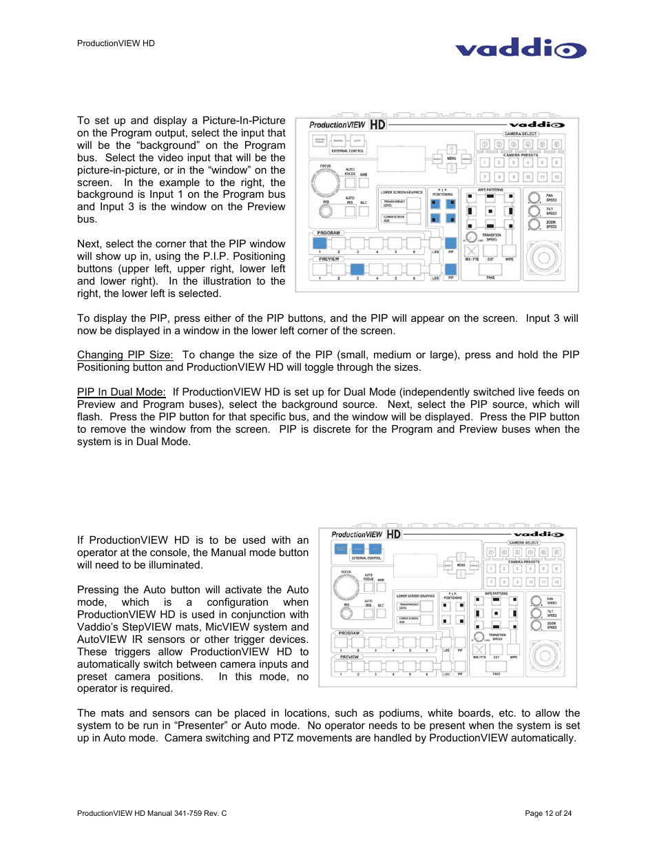 Vaddio ProductionVIEW HD User Manual | Page 12 / 24