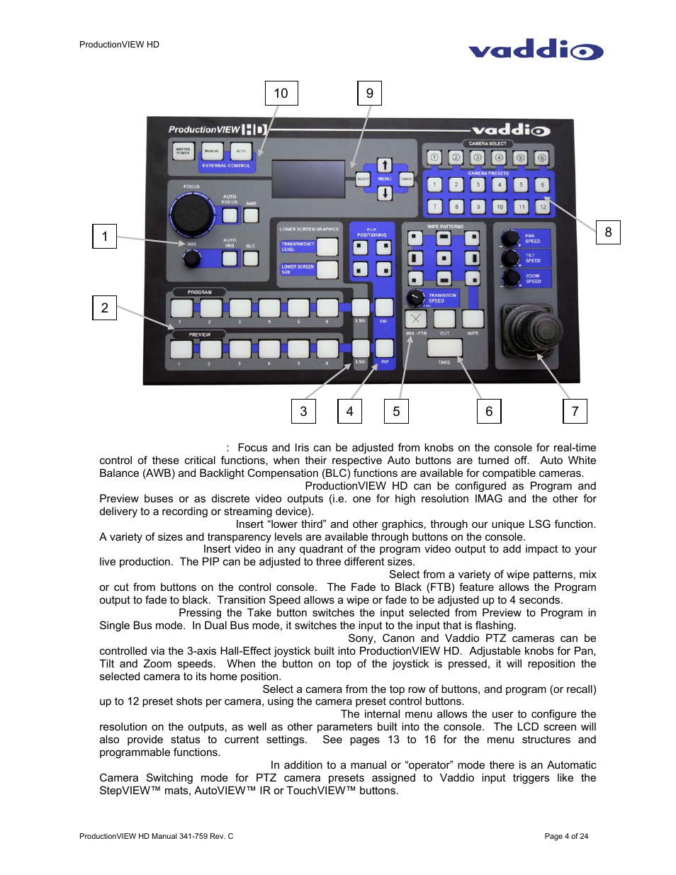 Vaddio ProductionVIEW HD User Manual | Page 4 / 24