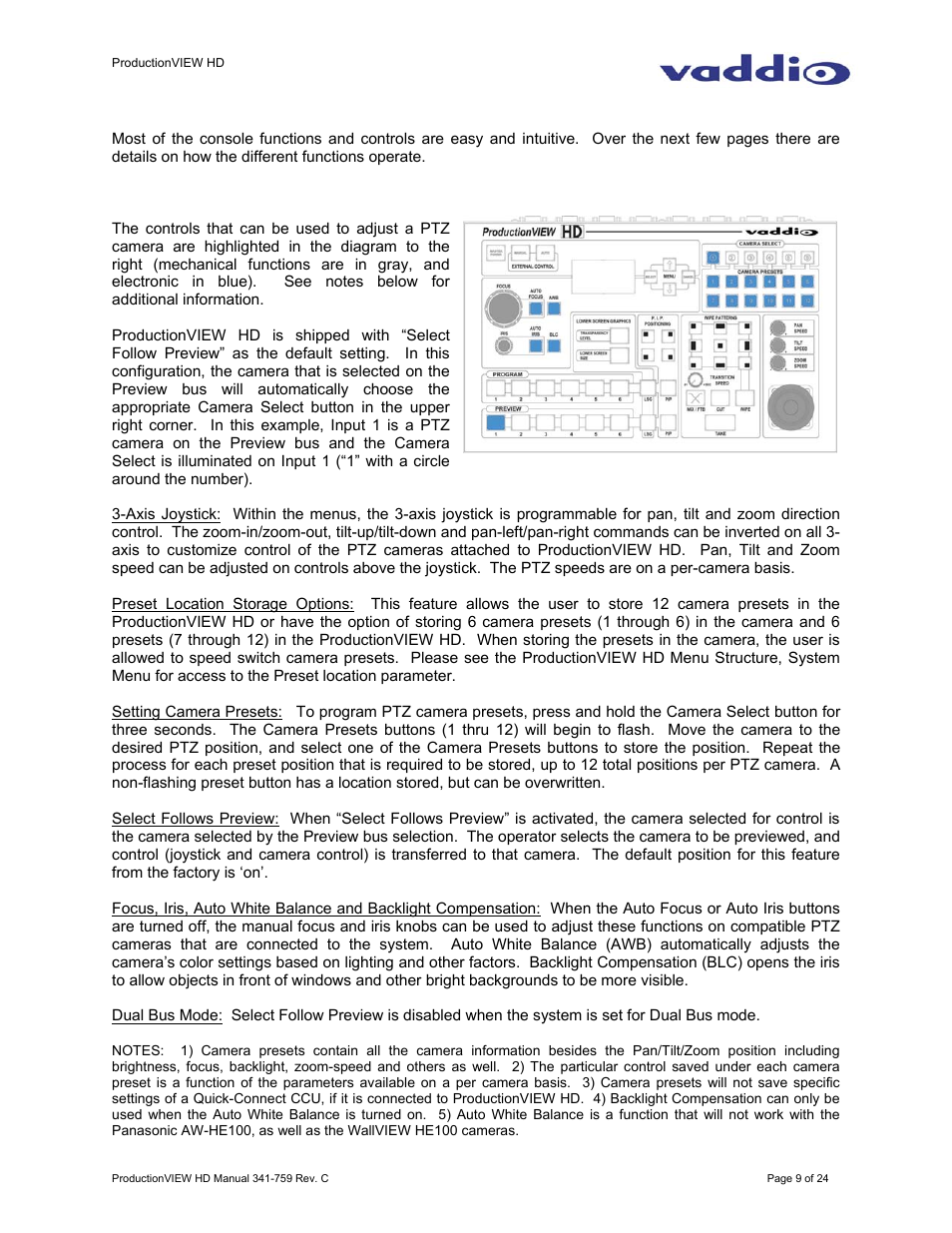 Vaddio ProductionVIEW HD User Manual | Page 9 / 24