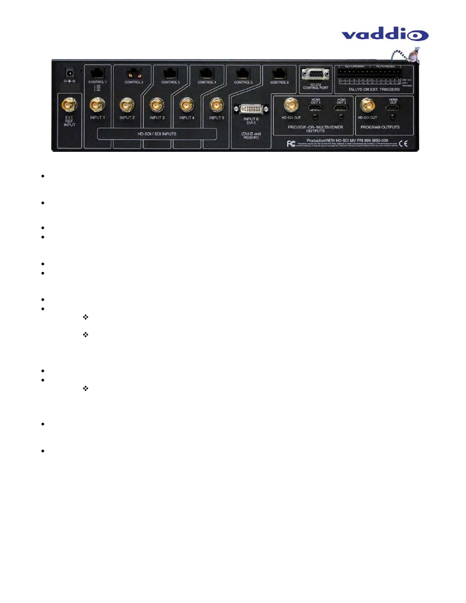 Vaddio ProductionVIEW HD-SDI MV User Manual | Page 26 / 36