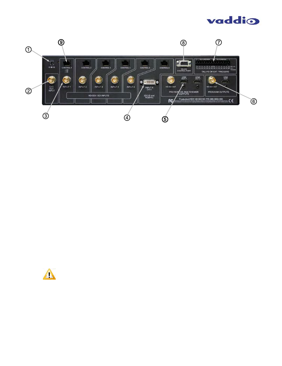 Vaddio ProductionVIEW HD-SDI MV User Manual | Page 9 / 36