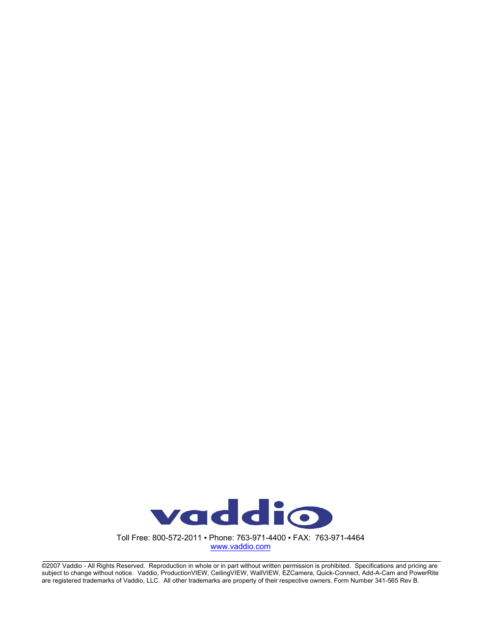 Vaddio ProductionVIEW Super Joystick User Manual | Page 16 / 16