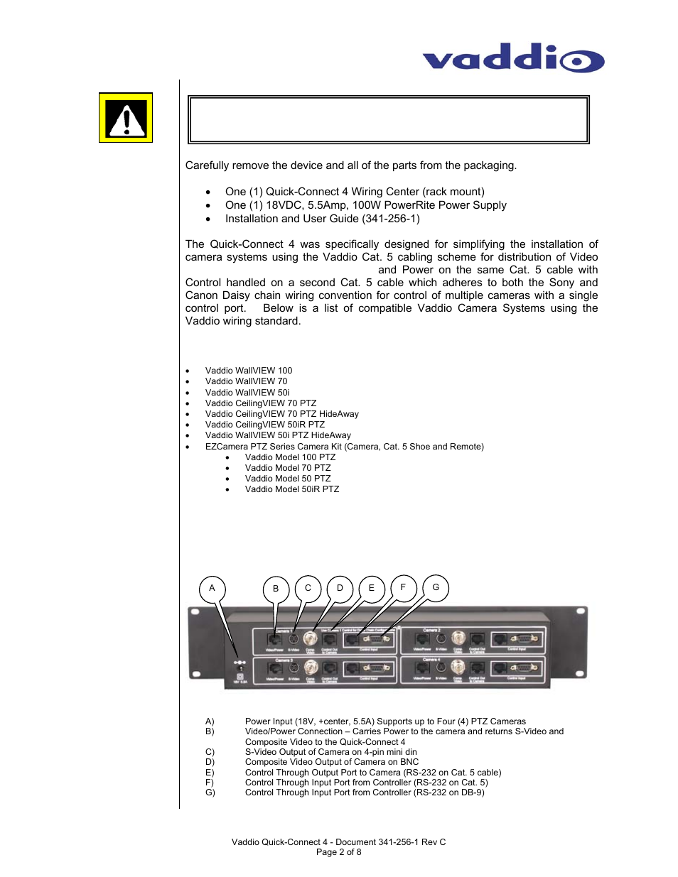 Vaddio Quick-Connect 4 User Manual | Page 2 / 8