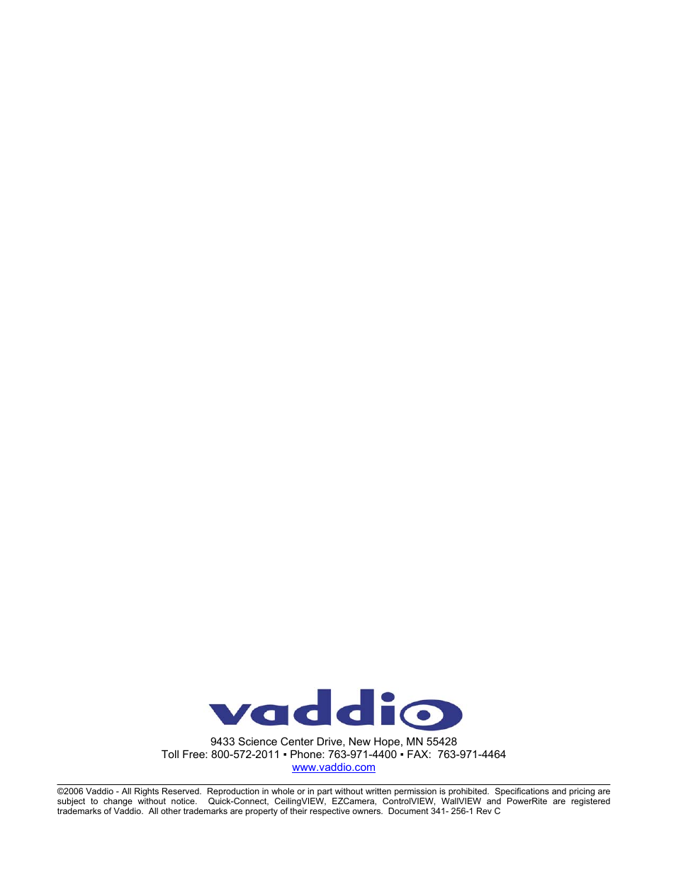 Vaddio Quick-Connect 4 User Manual | Page 8 / 8