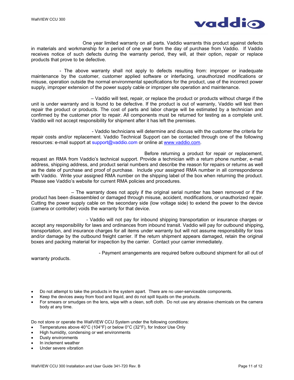 Vaddio WallVIEW CCU 300 User Manual | Page 11 / 12