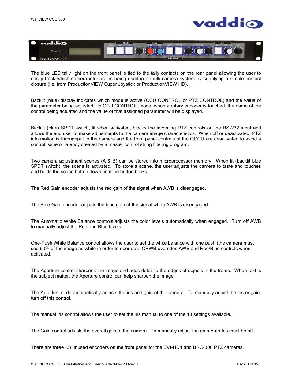 Vaddio WallVIEW CCU 300 User Manual | Page 3 / 12