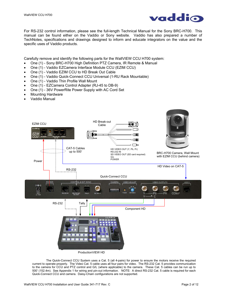 Vaddio WallVIEW CCU H700 User Manual | Page 2 / 12