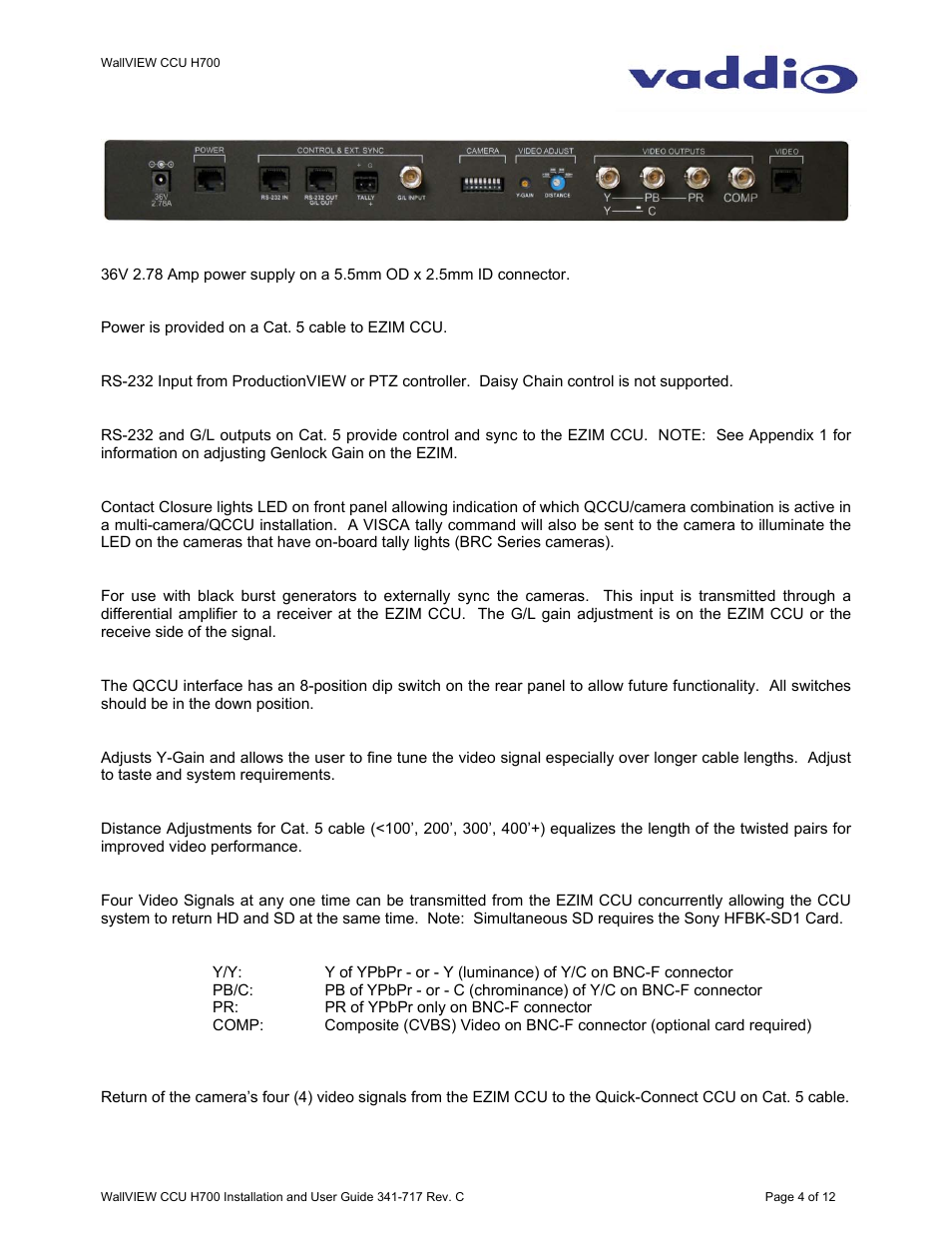 Vaddio WallVIEW CCU H700 User Manual | Page 4 / 12