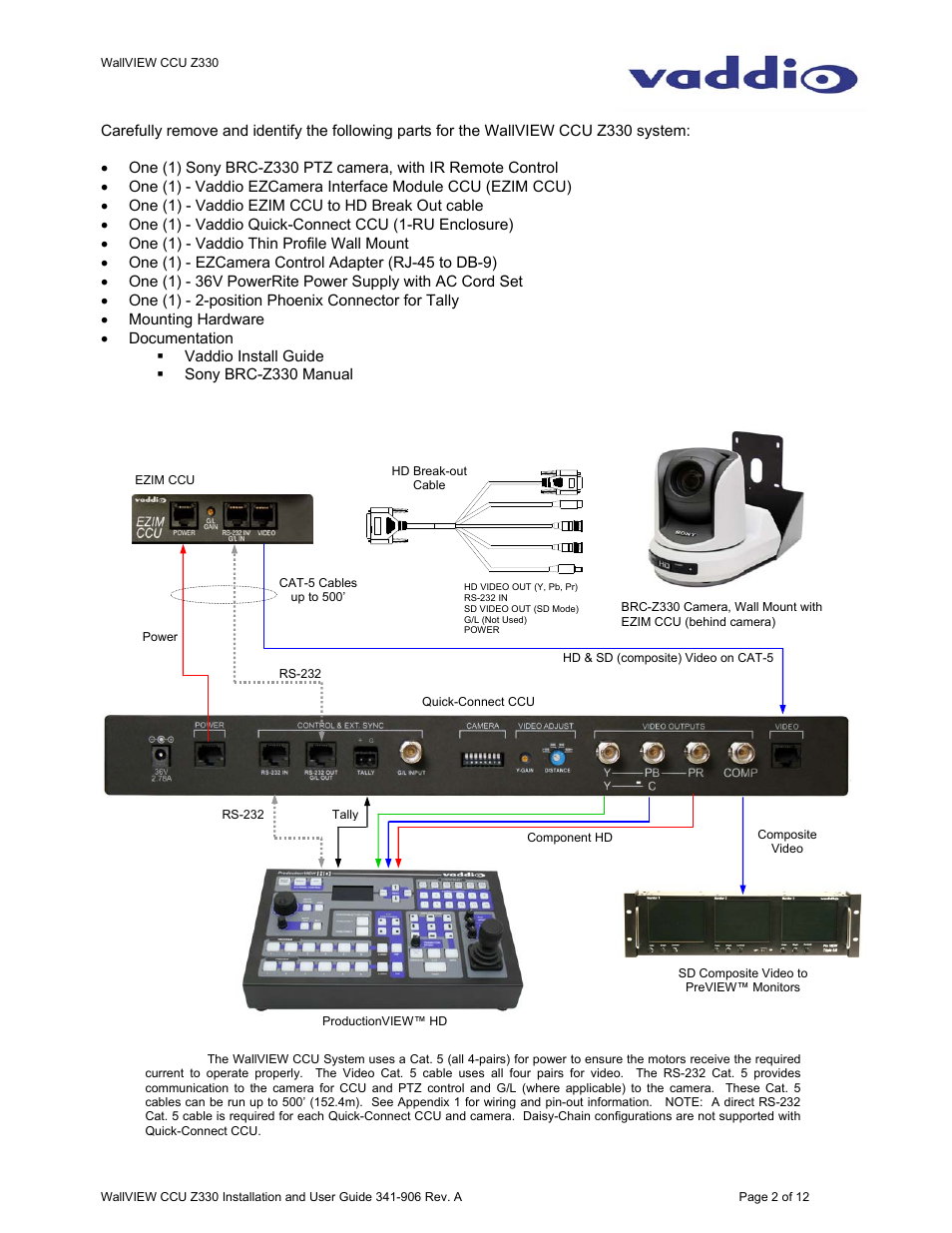 Vaddio WallVIEW CCU Z330 User Manual | Page 2 / 12