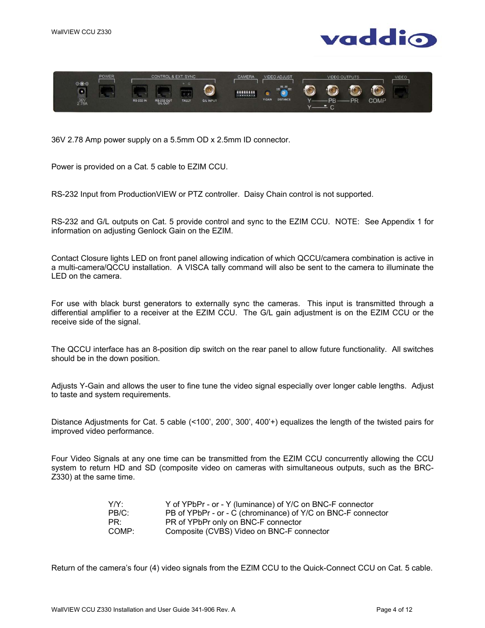 Vaddio WallVIEW CCU Z330 User Manual | Page 4 / 12