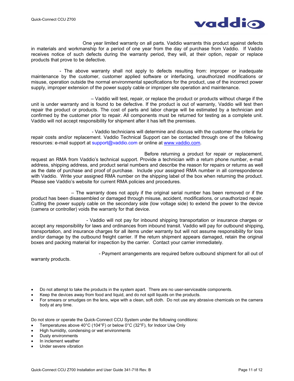Vaddio WallVIEW CCU Z700 User Manual | Page 11 / 12