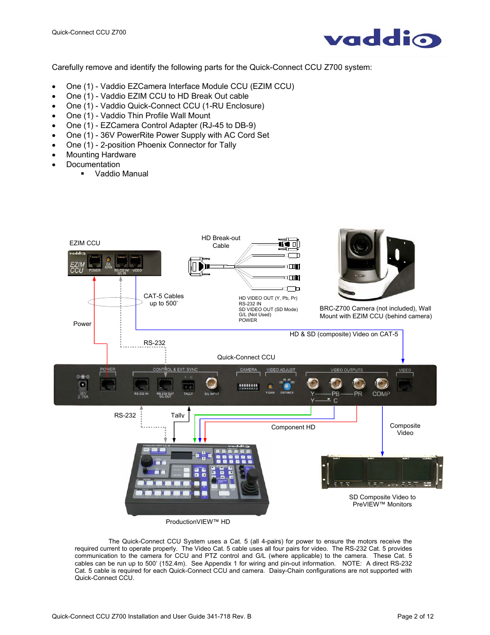 Vaddio WallVIEW CCU Z700 User Manual | Page 2 / 12