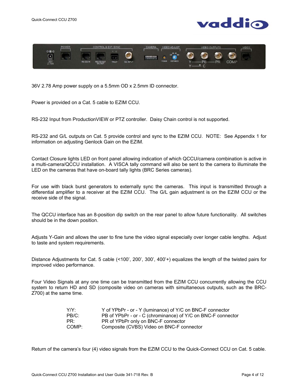 Vaddio WallVIEW CCU Z700 User Manual | Page 4 / 12