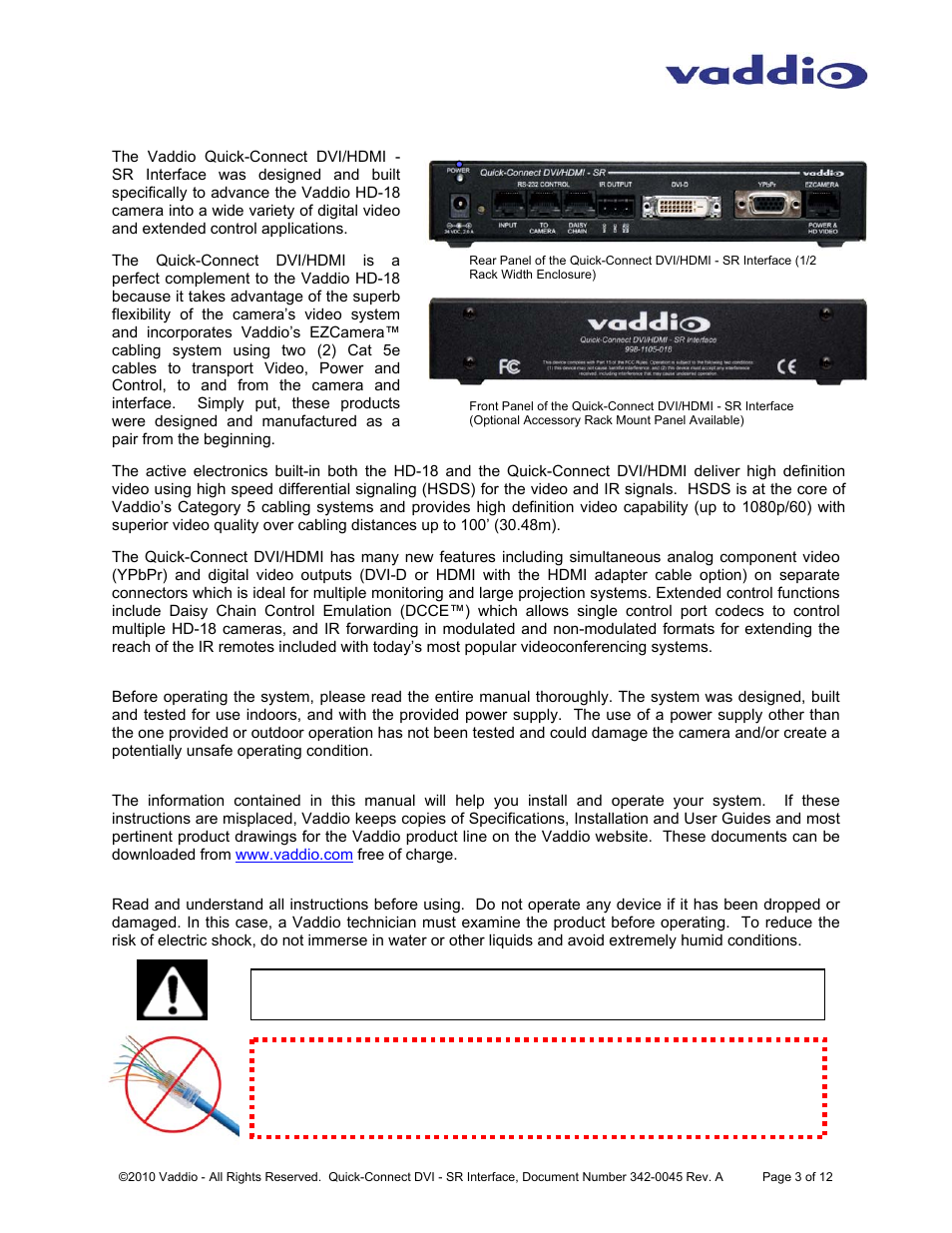 Vaddio Quick-Connect DVI-HDMI SR User Manual | Page 3 / 12