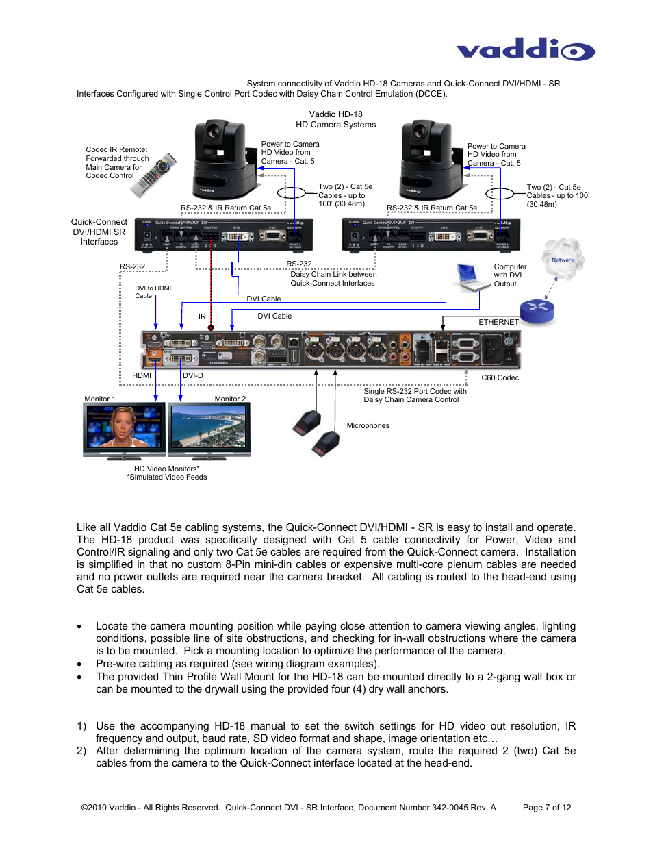 General installation instructions | Vaddio Quick-Connect DVI-HDMI SR User Manual | Page 7 / 12