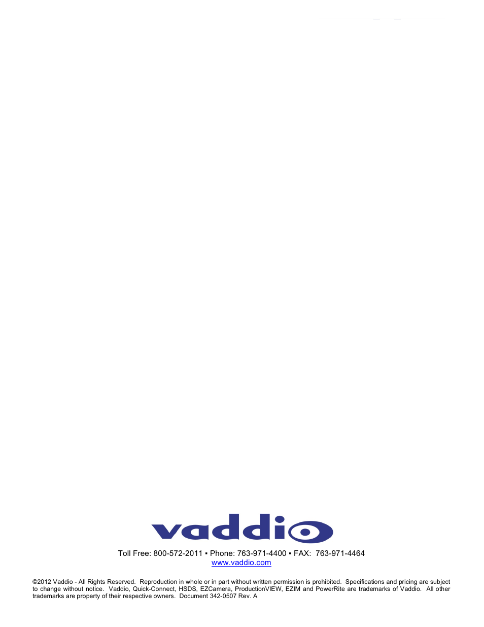 Vaddio Quick-Connect PRO and WallVIEW PRO for AW HE120 User Manual | Page 16 / 16