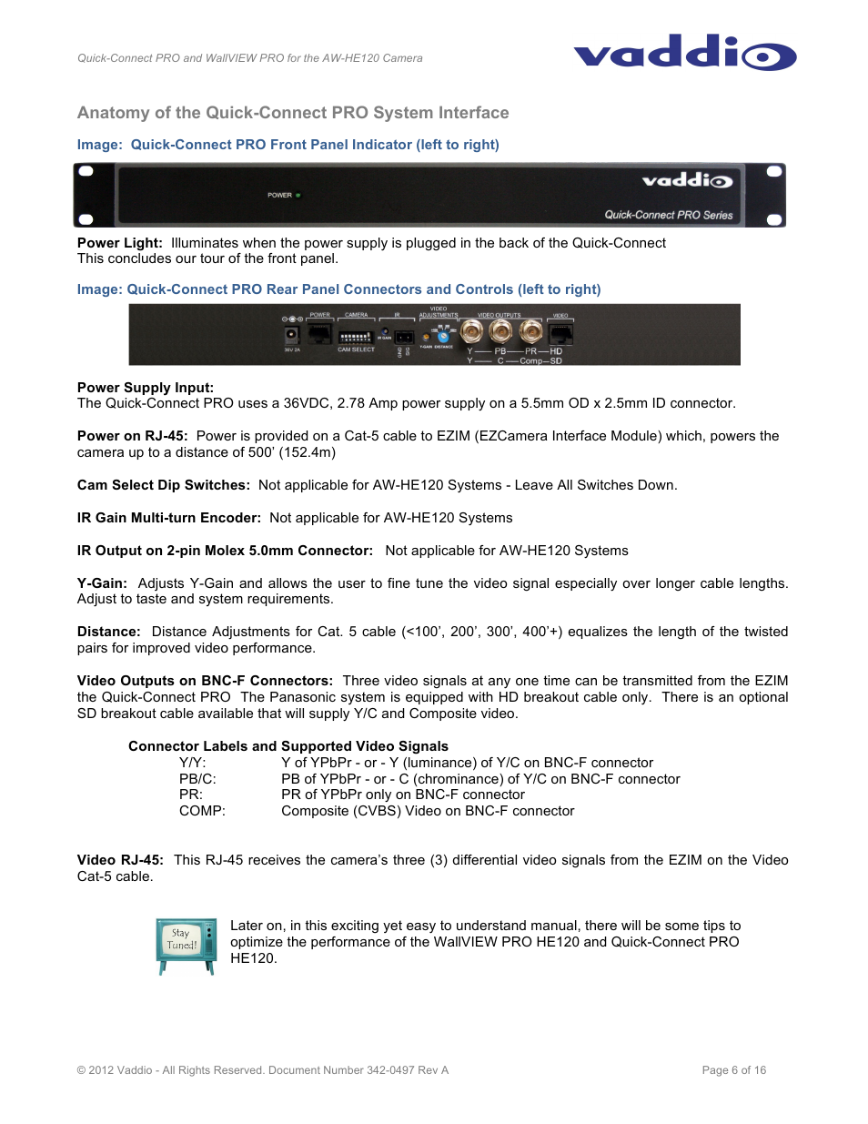 Vaddio Quick-Connect PRO and WallVIEW PRO for AW HE120 User Manual | Page 6 / 16