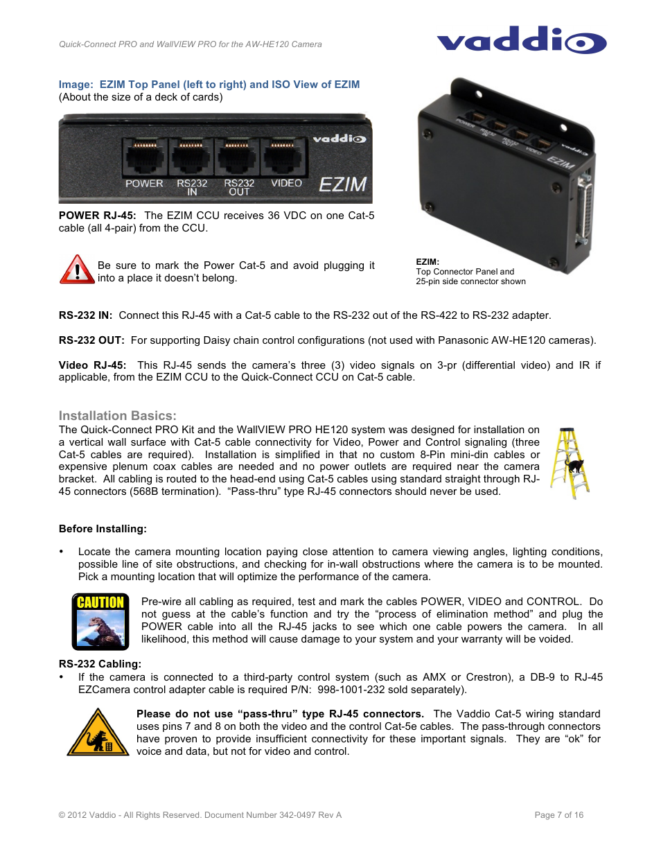 Vaddio Quick-Connect PRO and WallVIEW PRO for AW HE120 User Manual | Page 7 / 16