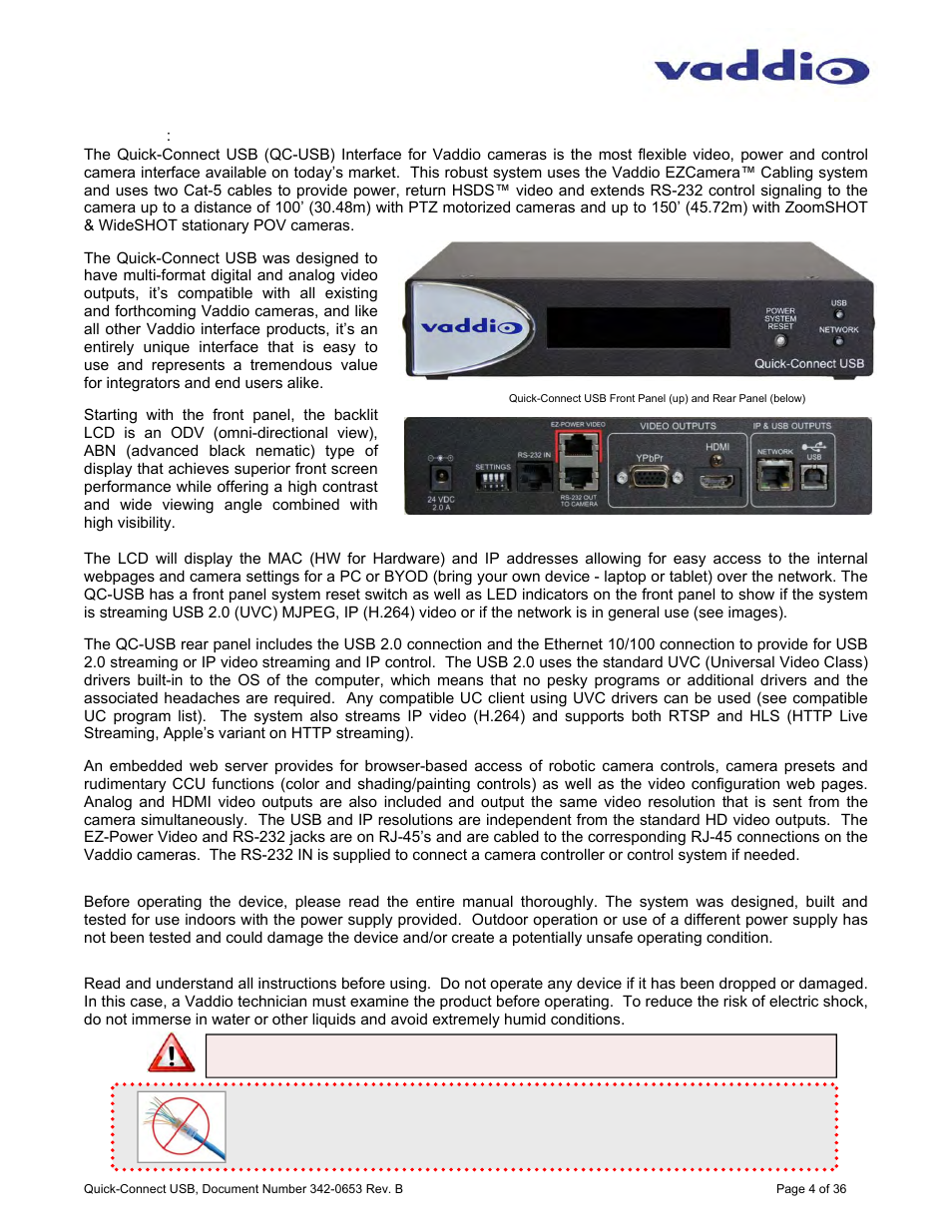 Vaddio Quick-Connect USB User Manual | Page 4 / 36