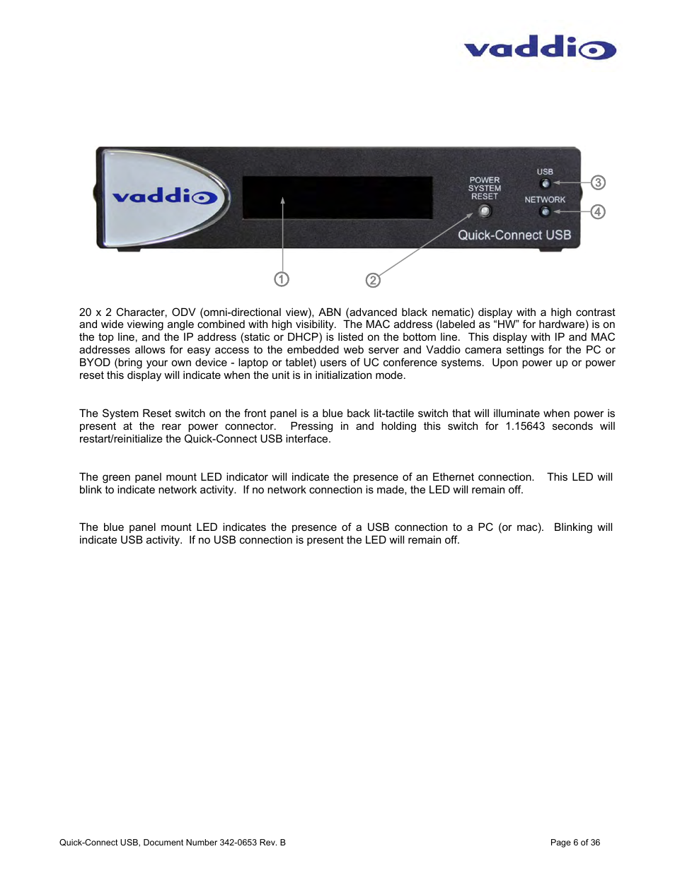 Vaddio Quick-Connect USB User Manual | Page 6 / 36