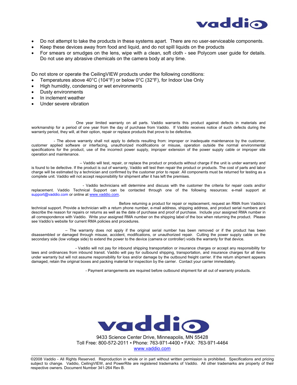 Vaddio Recessed Ceiling Conversion User Manual | Page 6 / 6