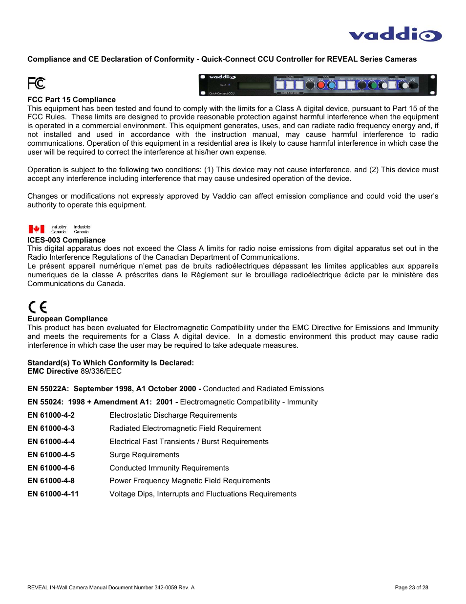 Vaddio REVEAL User Manual | Page 23 / 28