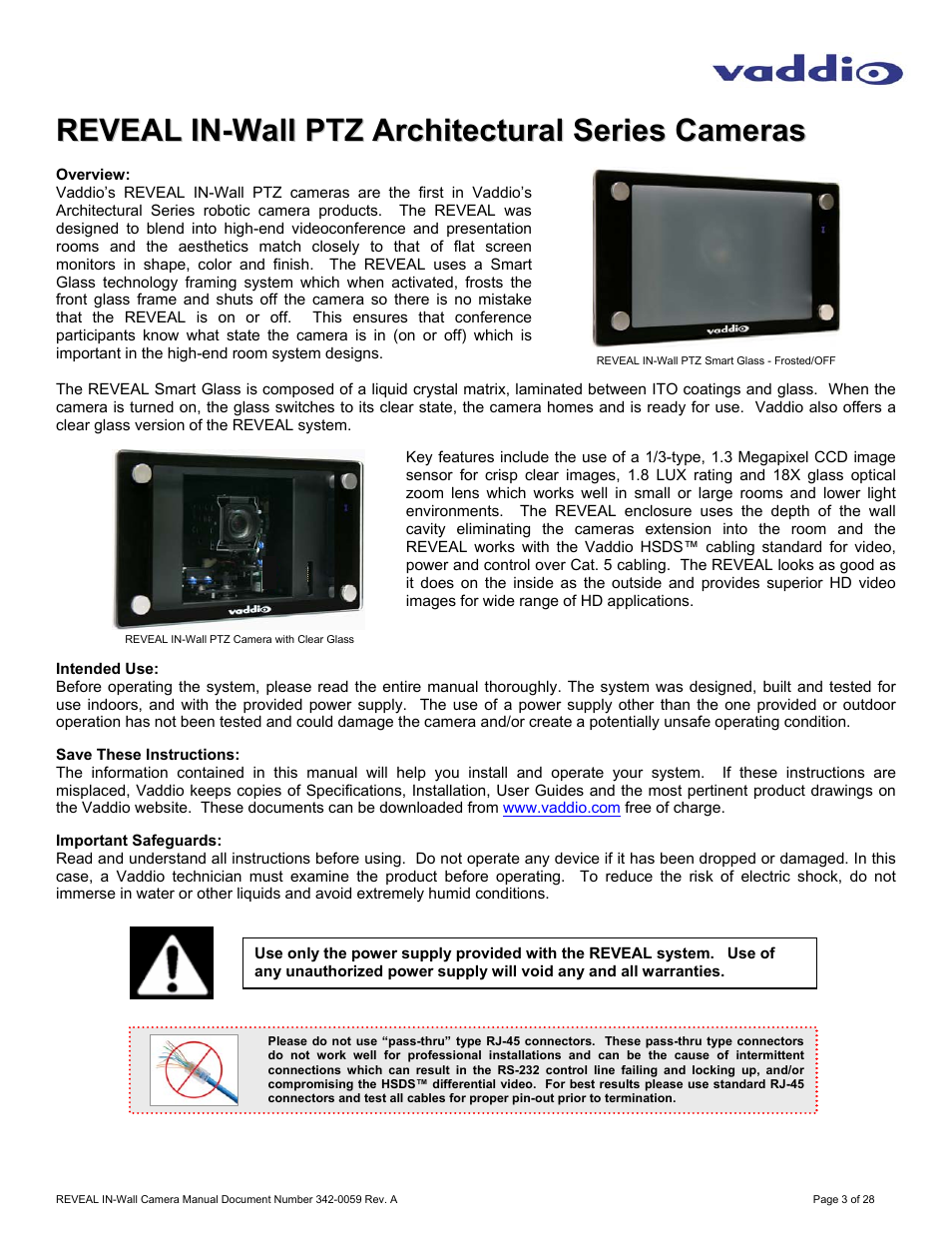 Vaddio REVEAL User Manual | Page 3 / 28