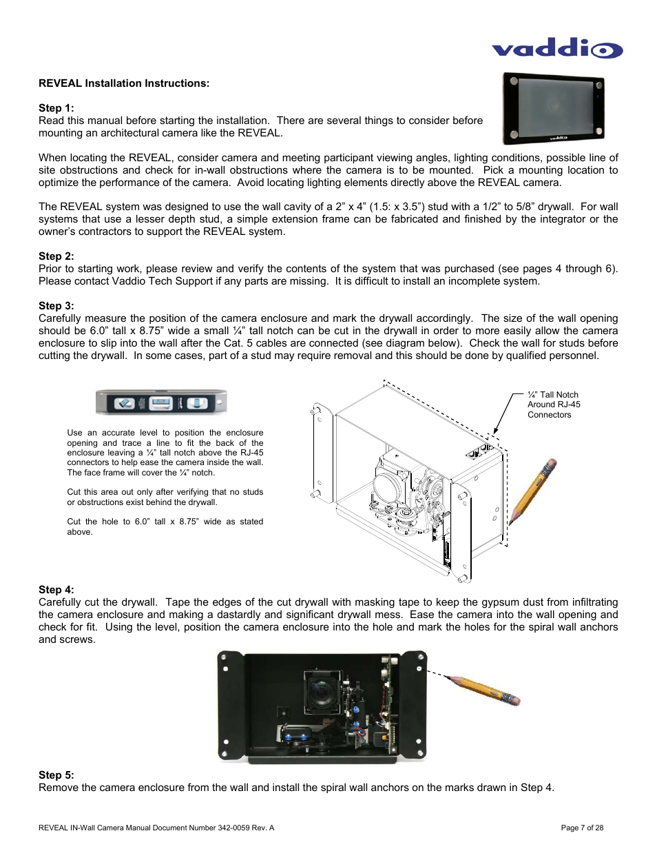 Vaddio REVEAL User Manual | Page 7 / 28