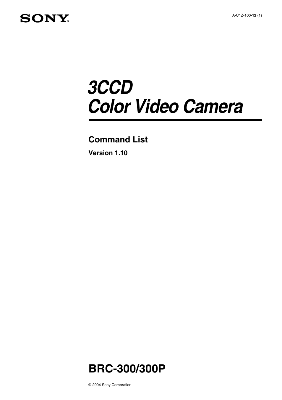 Vaddio Sony BRC-300 User Manual | 23 pages