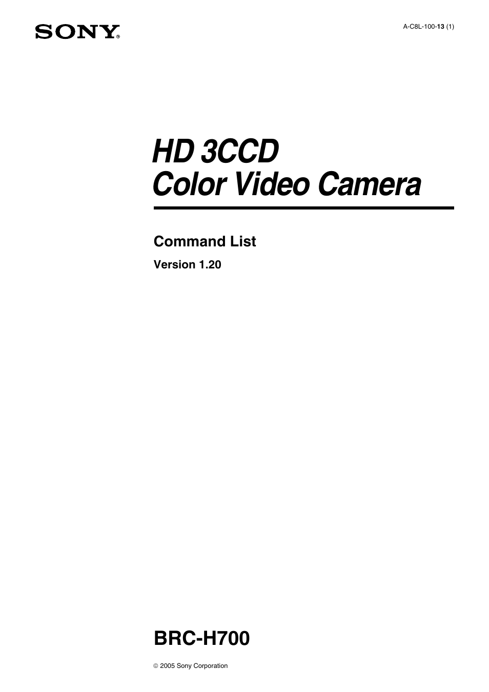Vaddio Sony BRC-H700 User Manual | 26 pages