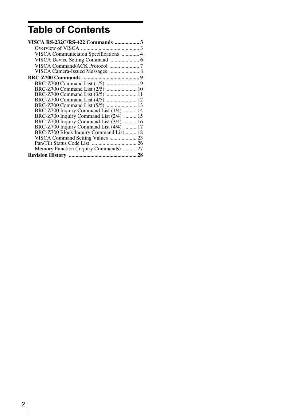 Vaddio Sony BRC-Z700 User Manual | Page 2 / 28