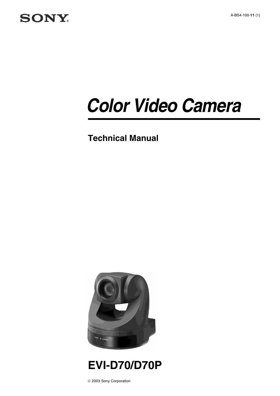 Vaddio Sony EVI-D70 PTZ Camera User Manual | 61 pages