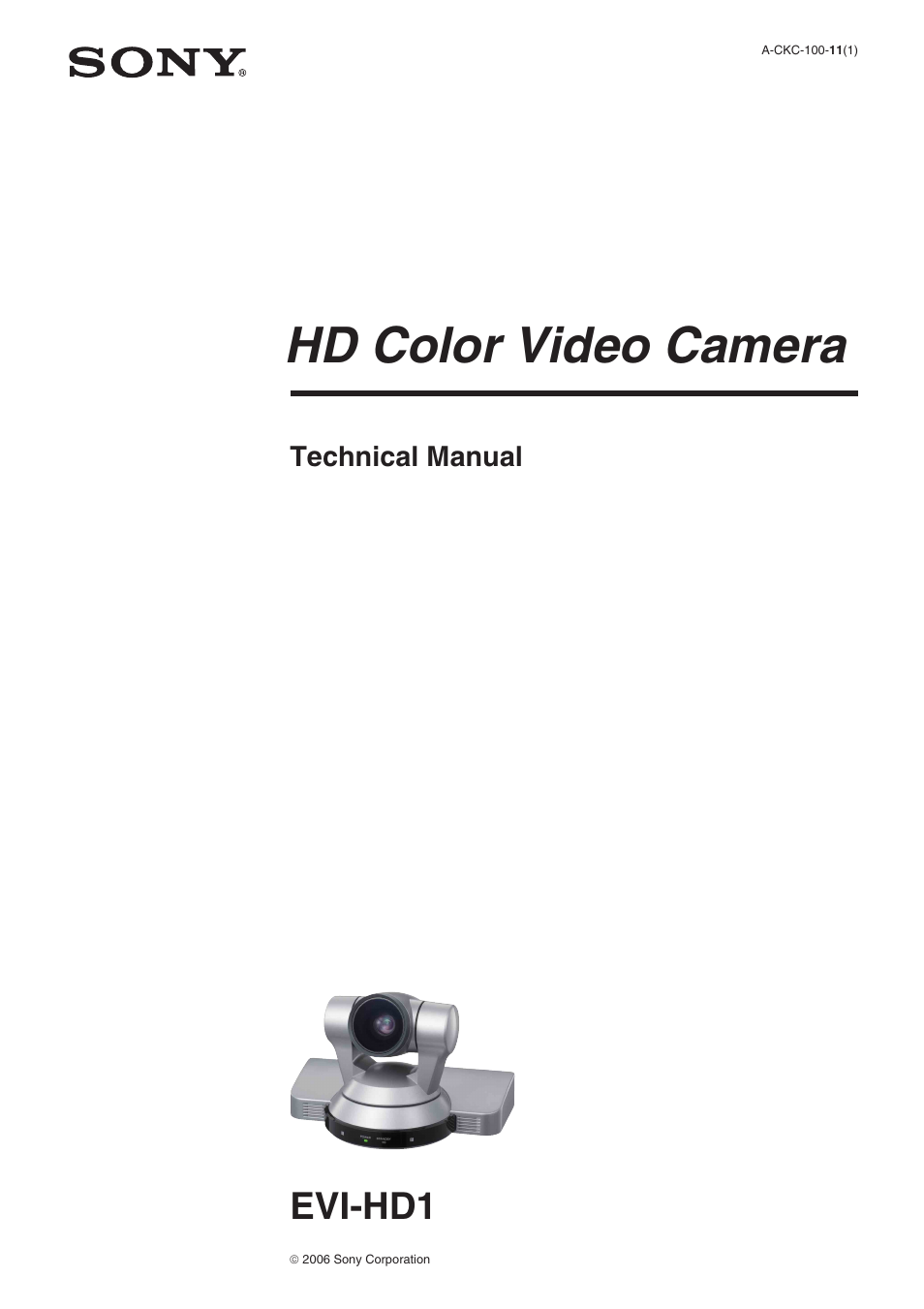 Vaddio Sony EVI-HD1 PTZ Camera User Manual | 40 pages